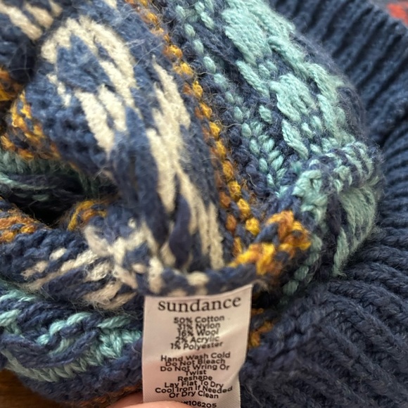 Sundance Wool Cardigan “Rare”Knit Spirit Winds Horse Red/Blue Small EUC - Picture 14 of 15